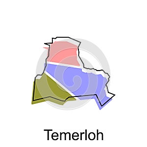 Map City of Temerloh vector design, Malaysia map with borders, cities. logotype element for template design