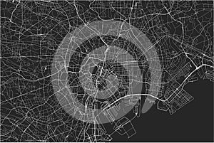 Map of the city of Tokyo, Kanto, Island Honshu, Japan