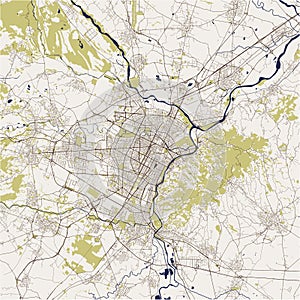 Map of the city of Torino, Turin, Italy