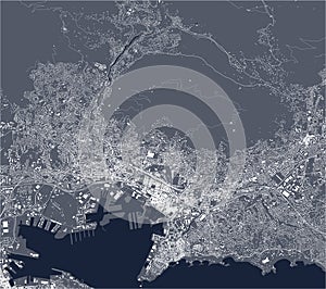 Map of the city of Toulon, Var, Provence-Alpes-Cote dAzur, France