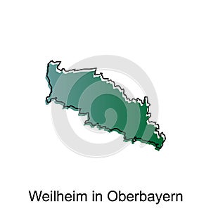 Map City of Weilheim In Oberbayern, World Map International vector template with outline illustration design photo