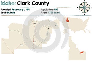 Map of Clark County in Idaho