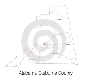 Map of Cleburne county in Alabama