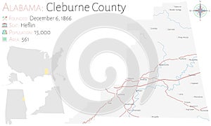 Map of Cleburne County in Alabama