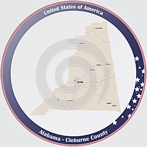 Map of Cleburne County in Alabama