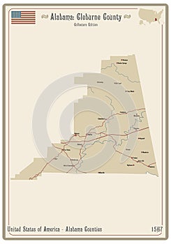 Map of Cleburne County in Alabama