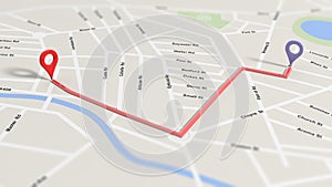 Map closeup with two pointers set