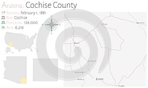 Map of Cochise County in Arizona