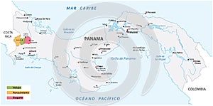 Map of the coffee growing areas of Panama photo