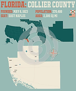Map of Collier County in Florida