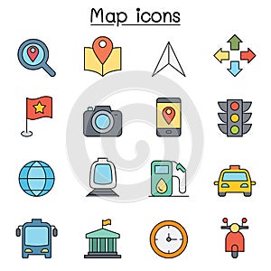 Map color line icon set