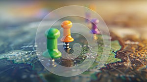 The map with colored pins.AI generated image