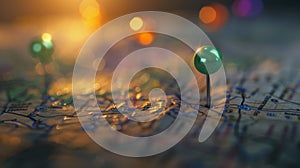 The Map with Colored Pins.AI generated image