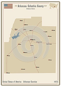 Map of Columbia County in Arkansas