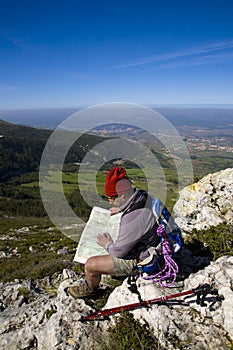 Map and compass orienteering outdoors