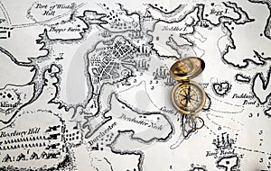 Map and compass of the Revolutionary war