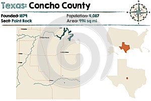 Map of Concho county in Texas
