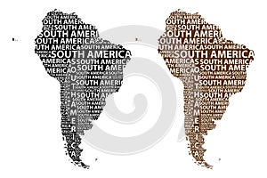 Map of continent South America - vector illustration