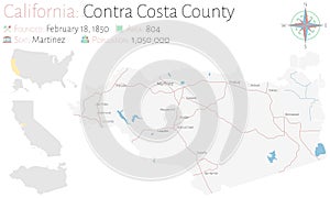 Map of Contra Costa County in California