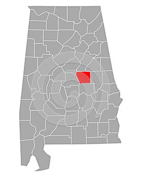 Map of Coosa in Alabama