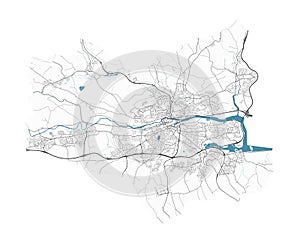 Map of Cork, Ireland. Detailed city map, metropolitan area border photo