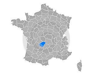 Map of Correze in France