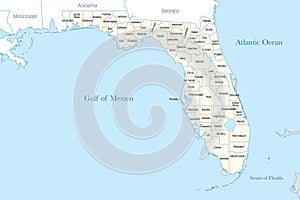 Map of the counties of the state of Florida