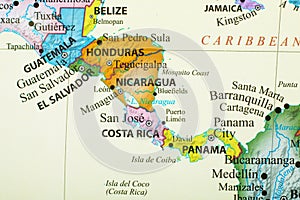 Map of countries in Central America photo