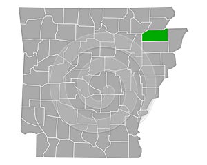 Map of Craighead in Arkansas