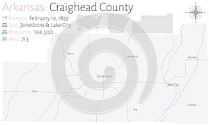 Map of Craighead County in Arkansas