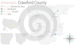 Map of Crawford County in Arkansas
