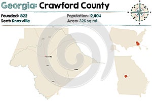 Map of Crawford County in Georgia