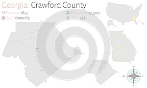 Map of Crawford County in Georgia