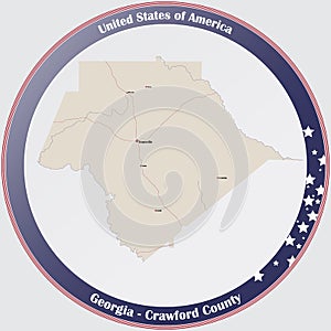 Map of Crawford County in Georgia
