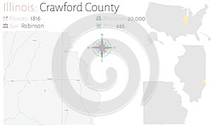 Map of Crawford County in Illinois