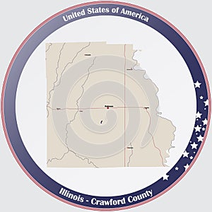 Map of Crawford County in Illinois