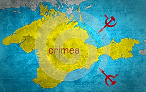 The map of Crimea with the Russian expansion photo