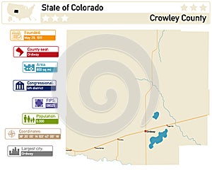 Map of Crowley County in Colorado USA