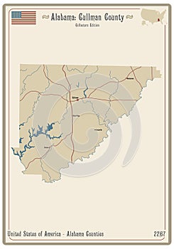 Map of Cullman County in Alabama