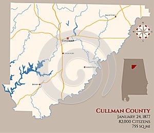 Map of Cullman County in Alabama