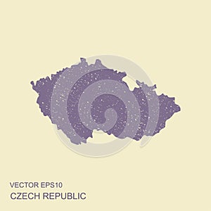 Map of Czech Republic. Flat icon with scuffed effect photo