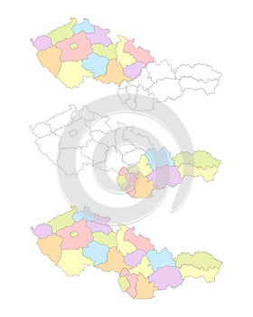 Map of Czechoslovakia divided to administrative divisions, Czech and Slovakia state blank photo