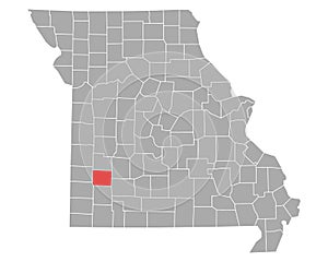 Map of Dade in Missouri