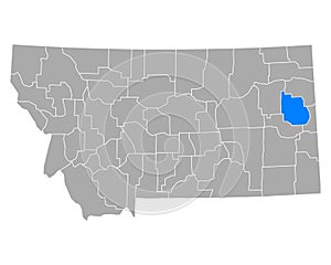 Map of Dawson in Montana