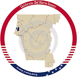 Map of Del Norte County in California, USA photo