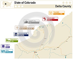 Map of Delta County in Colorado USA