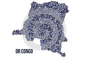 The map of the Democratic Republic of the Congo made of pictograms of people or stickman figures. The concept of
