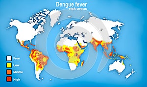 Map of Dengue fever spread photo