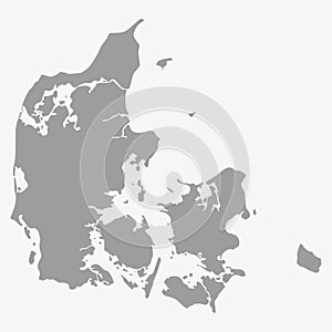 Map of Denmark in gray on a white background