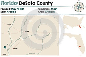 Map of Desoto County in Florida